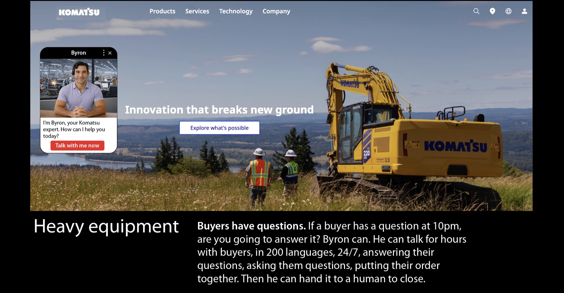 Byron on Komatsu — Heavy equipment